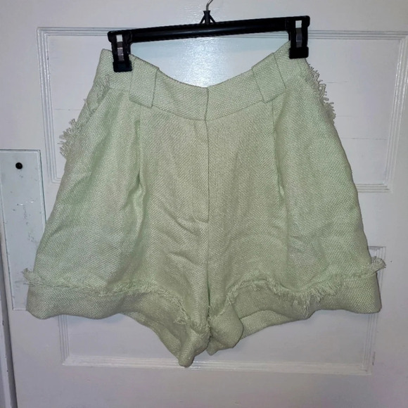 Linen hi waist cuffed shorts boho preppy mint sz s NWT - Picture 1 of 9